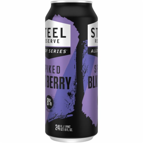Steel Reserve Alloy Series Blackberry Malt Flavored Hard Beverage Single Can Perspective: top