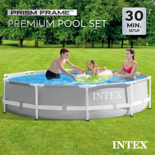 Intex 10'x30 Prism Metal Frame Round Outdoor Above Ground Swimming Pool,No Pump Perspective: top