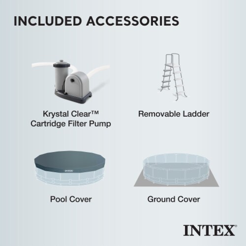 Intex 18ft x 48in Prism Round Frame Above Ground Swimming Pool Set with Pump Perspective: top