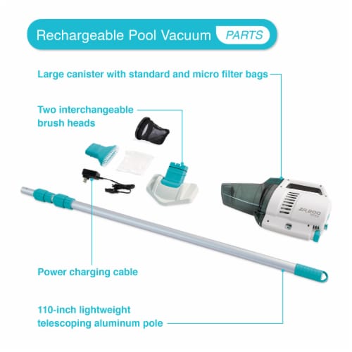 Intex ZR200 Rechargeable Cordless Telescoping Pool Vacuum with 2 Brush