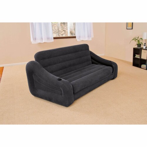 Intex Inflatable Queen Size Pull Out Futon Sofa Couch Sleep Away Bed Dark Gray 1 Piece Pay Less Super Markets