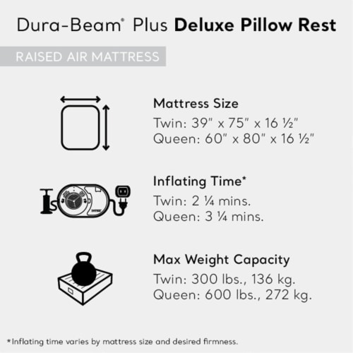 Intex Dura Beam Deluxe Pillow Raised Airbed Mattress with Built In Pump, Twin Perspective: top