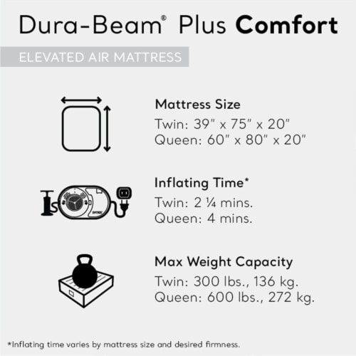Intex Dura Beam Plus Fiber-Tech Elevated Air Mattress with Built-In Pump, Twin Perspective: top