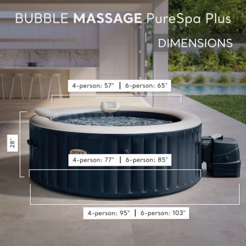 Intex PureSpa Plus 6 Person Inflatable Round Hot Tub Set with 170
