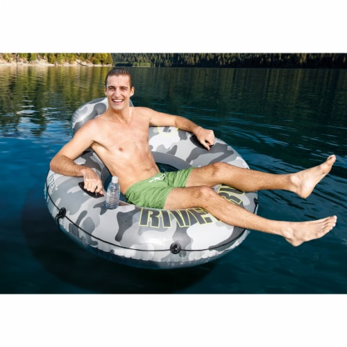 Intex 56835EP River Run I Camo Inflatable Floating Tube Raft with Cup Holders Perspective: top