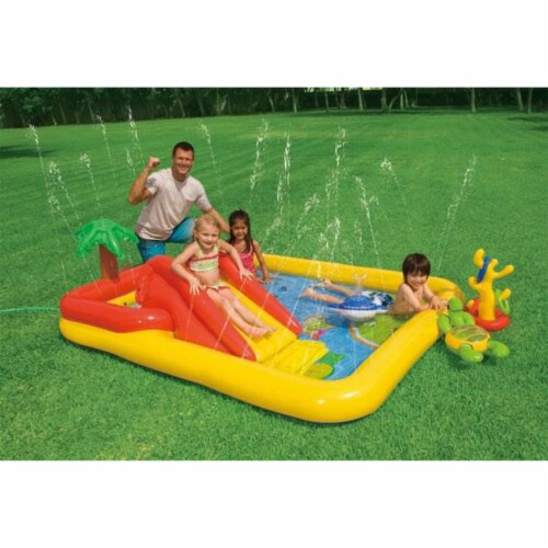 Intex 100 x 77 x 31 Inch Inflatable Play Center Swimming Pool + Games (2 Pack) Perspective: top