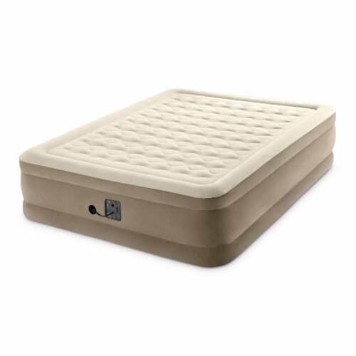 Intex Ultra Plush Fiber-Tech Airbed Elevated Air Mattress & Built-In Pump, Queen Perspective: top