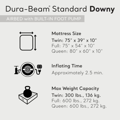 Intex Dura-Beam Standard Series Downy Airbed with Built-In Foot Pump, Twin Size Perspective: top