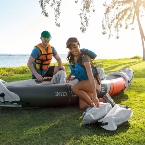 Intex Dakota K2 2 Person Vinyl Inflatable Kayak and Accessory Kit w/ Oars & Pump Perspective: top