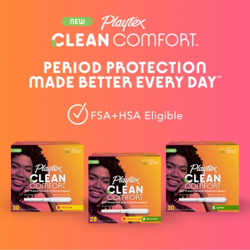 Playtex Clean Comfort Tampons Regular Absorbency Unscented Perspective: top