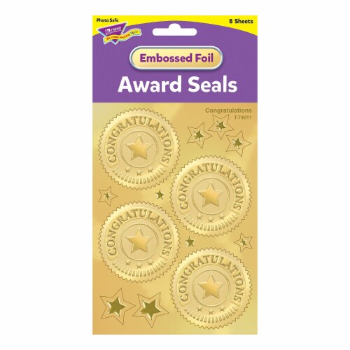 Trend Enterprises Award Seals Stickers Congratulations Gold T74011 Perspective: top