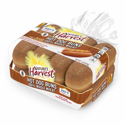 Nature's Harvest 100% Whole Wheat Hot Dog Buns Perspective: top