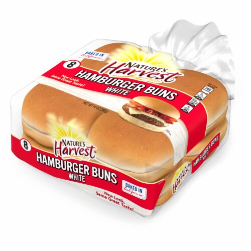 Nature's Harvest White Hamburger Buns Perspective: top