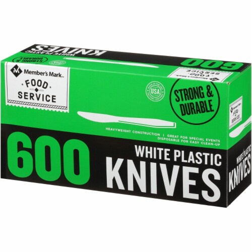 Member's Mark Plastic Knives, Heavyweight, White (600 Count) Perspective: top