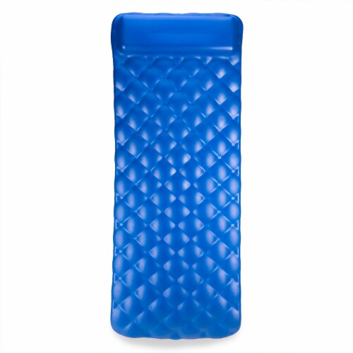 Big Joe Aquaria Roll-Up 1-Person Swimming Pool Checked Luxury Lounge Float, Blue Perspective: top