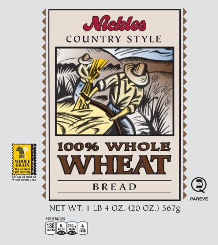 Nickles Country Style 100% Whole Wheat Bread Perspective: top