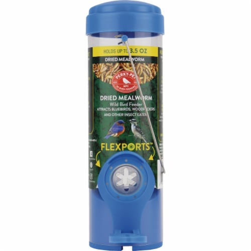 Woodstream 2 Port Dried Mealworm Tube Bird Feeder Perspective: top