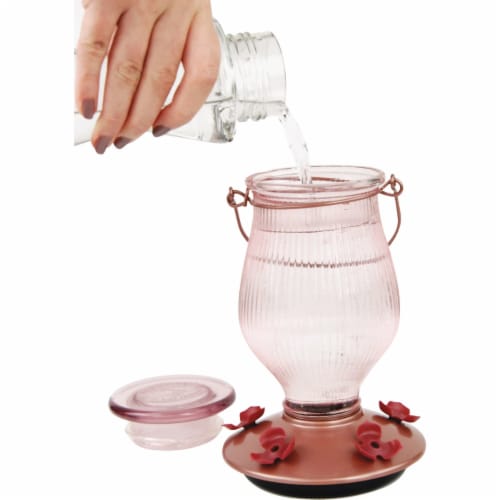 Perky-Pet Rose Gold Top-Fill Glass Hummingbird Feeder Perspective: top