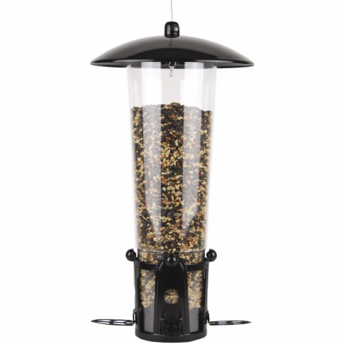 Perky-Pet Squirrel-Be-Gone Max Clear Plastic Bird Feeder with Flexports Perspective: top
