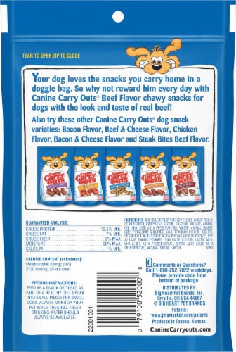 Canine Carry Outs Beef Flavor Dog Treats, 4.5 oz Bag Perspective: top