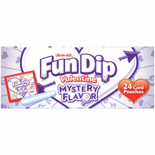 Fun Dip Lik-M-Aid Mystery Flavor Valentine Candy & Card Pouches 24 Count Perspective: top