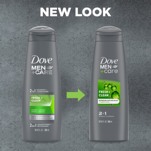 Dove Men+Care Fortifying Fresh and Clean with Caffeine 2 in 1 Shampoo and Conditioner Perspective: top