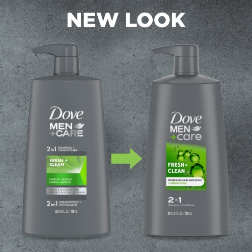 Dove Men+Care 2-in-1 Shampoo and Conditioner Nourishes and Invigorates Fresh and Clean Perspective: top