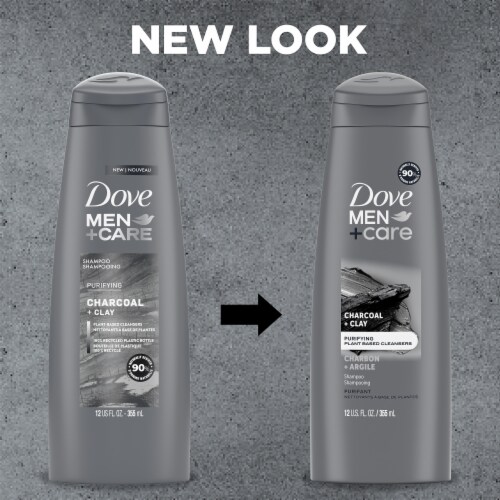 Dove Men+Care Shampoo for Healthy-Looking Hair Charcoal + Clay Plant Based Cleansers Perspective: top