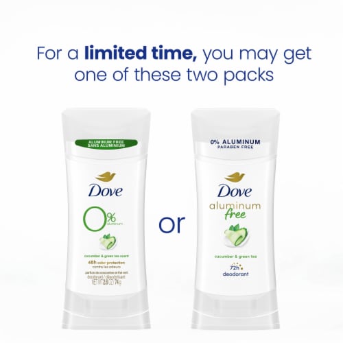 Dove 0% Aluminum Women's Antiperspirant Deodorant Stick Cucumber and Green Tea Aluminium-Free Perspective: top