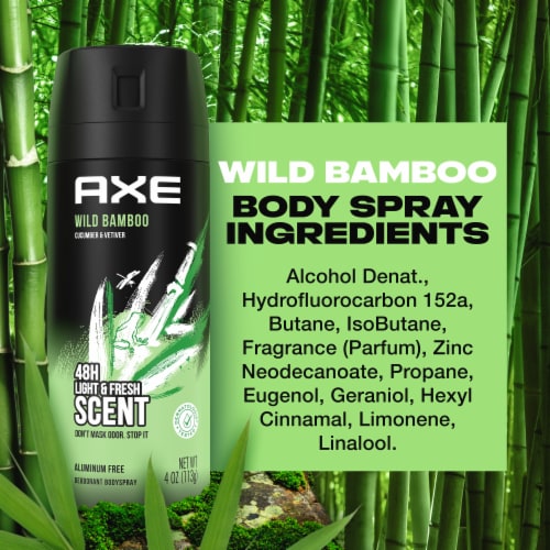 AXE With Essential Oils Wild Bamboo Men'S Body Spray Deodorant, 4.0 oz ...