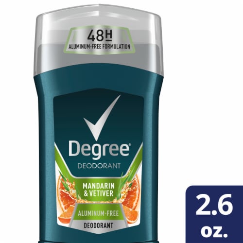 Degree Men Aluminum-Free 48-Hour Odor Protection Mandarin & Vetiver Deodorant Stick Perspective: top