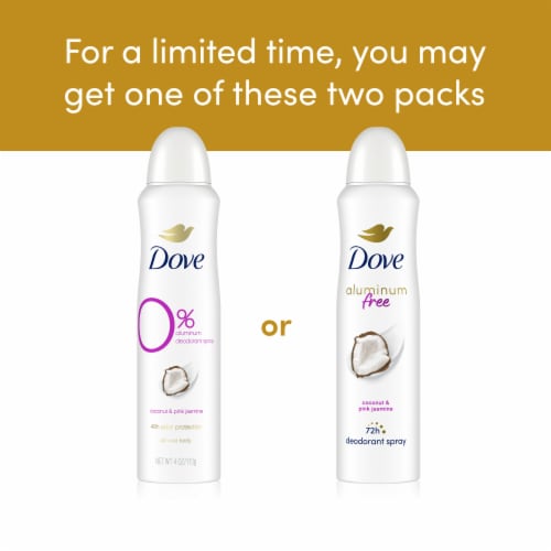 Dove Aluminum Free Deodorant Spray, Coconut & Pink Jasmine Perspective: top