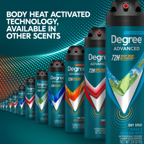 Degree Men Antiperspirant Deodorant Dry Spray Sage&Ocean for Men With Body Heat Activated Technology Perspective: top