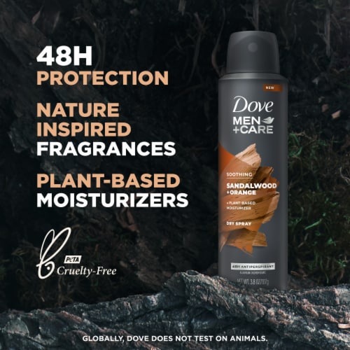 Dove Men+Care Men's Antiperspirant  Dry Spray Sandalwood & Orange Perspective: top