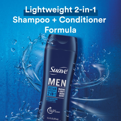 Suave Men Ocean Charge Two in One Shampoo and Conditioner Perspective: top