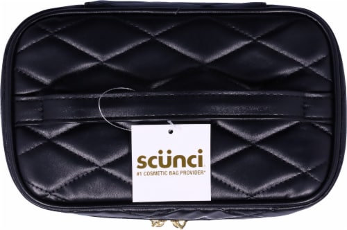Scunci® Quilted Cosmetic Bag - Black Perspective: top