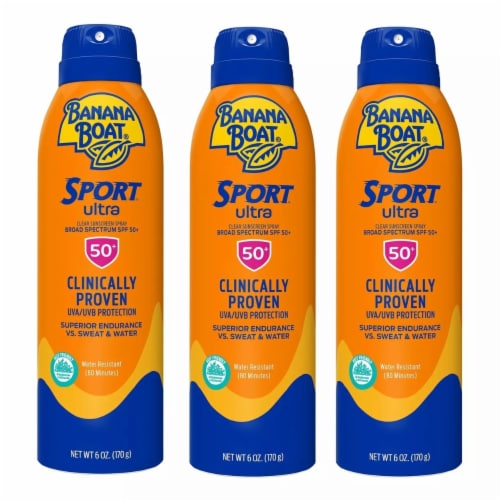 Banana Boat Ultra Sport UltraMist Sunscreen, SPF 50, 6 Ounce (Pack of 3) Perspective: top