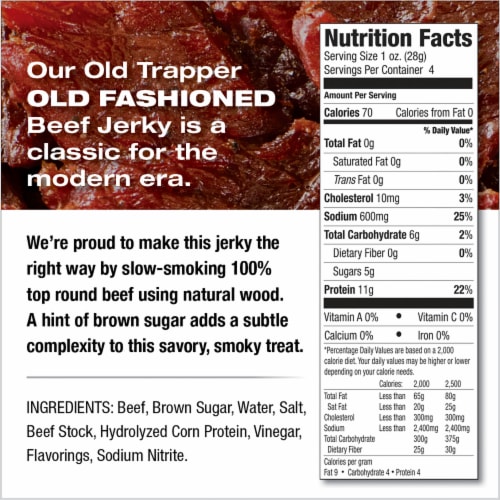 Old Trapper Old Fashioned Beef Jerky Perspective: top