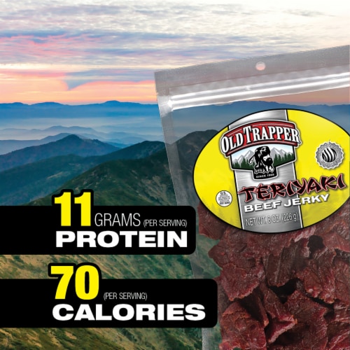 Old Trapper Teriyaki Beef Jerky Bags Perspective: top