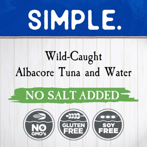 Blue Harbor Fish Co. Solid White Wild Albacore Tuna in Water, No Salt Added Can Perspective: top