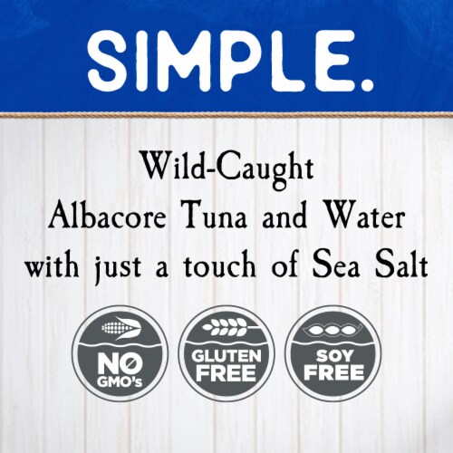 Blue Harbor Fish Co. Wild Albacore Tuna in Water with Sea Salt Pouch Perspective: top