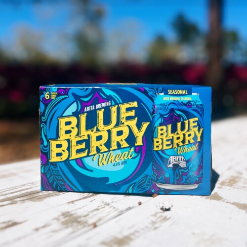 Abita Blueberry Wheat Craft Beer 6 Pack cans 12 fl oz 4.4% ABV Perspective: top