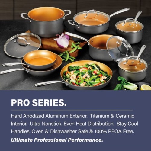 Gotham Steel Pro Hard Anodized Cookware Set Perspective: top