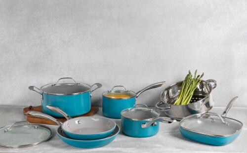 Gotham Steel Ocean Blue Cookware Set Perspective: top