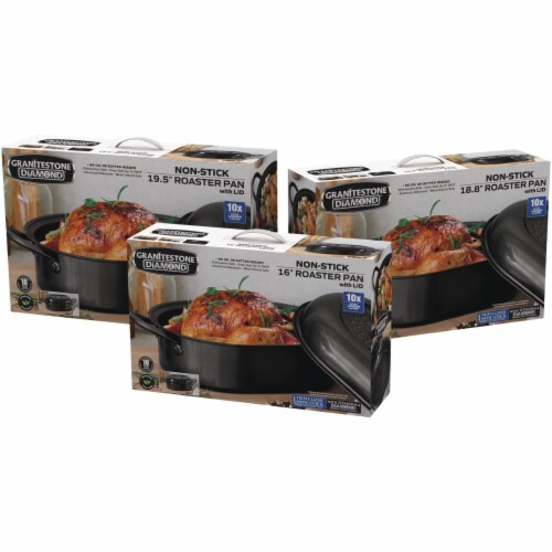 GraniteStone Diamond 16 In. Non-Stick Covered Roaster Pan 7509 Perspective: top