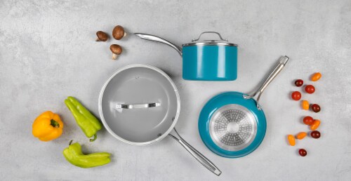 Gotham Steel Cookware Set - Ocean Blue Perspective: top