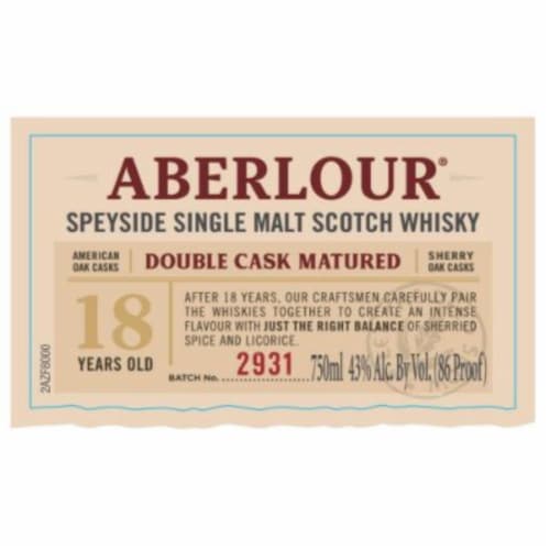 Aberlour Aged 18 Years Single Malt Scotch Whisky Perspective: top