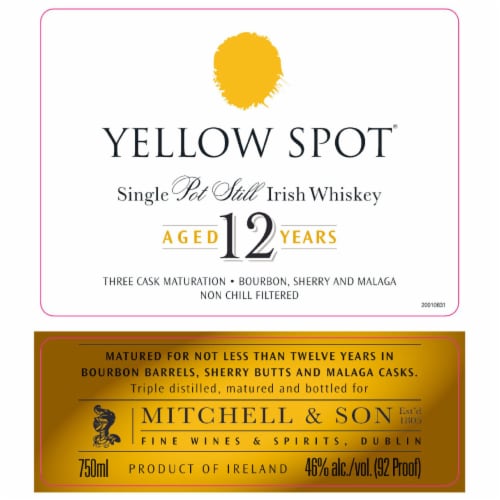 Yellow Spot Aged 12 Years Single Pot Still Irish Whiskey Perspective: top