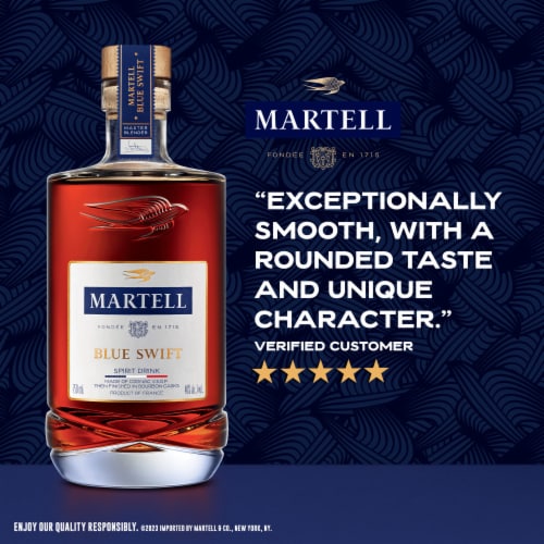 Martell Cognac Vsop Finished in Bourbon Casks Blue Swift Grape Brandy Perspective: top
