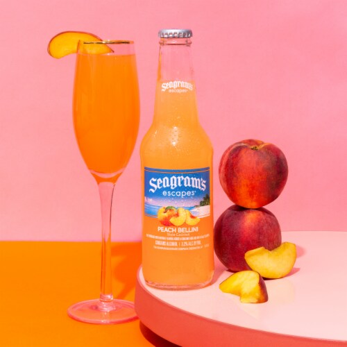 Seagram's Escapes Peach Bellini Flavored Hard Beverage Cooler Single Bottle Perspective: top